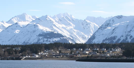A view of Haines Alaska from picture point.